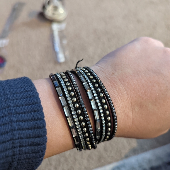 5/$20 Paparazzi Stick It to the Man! black urban Wrap Bracelet